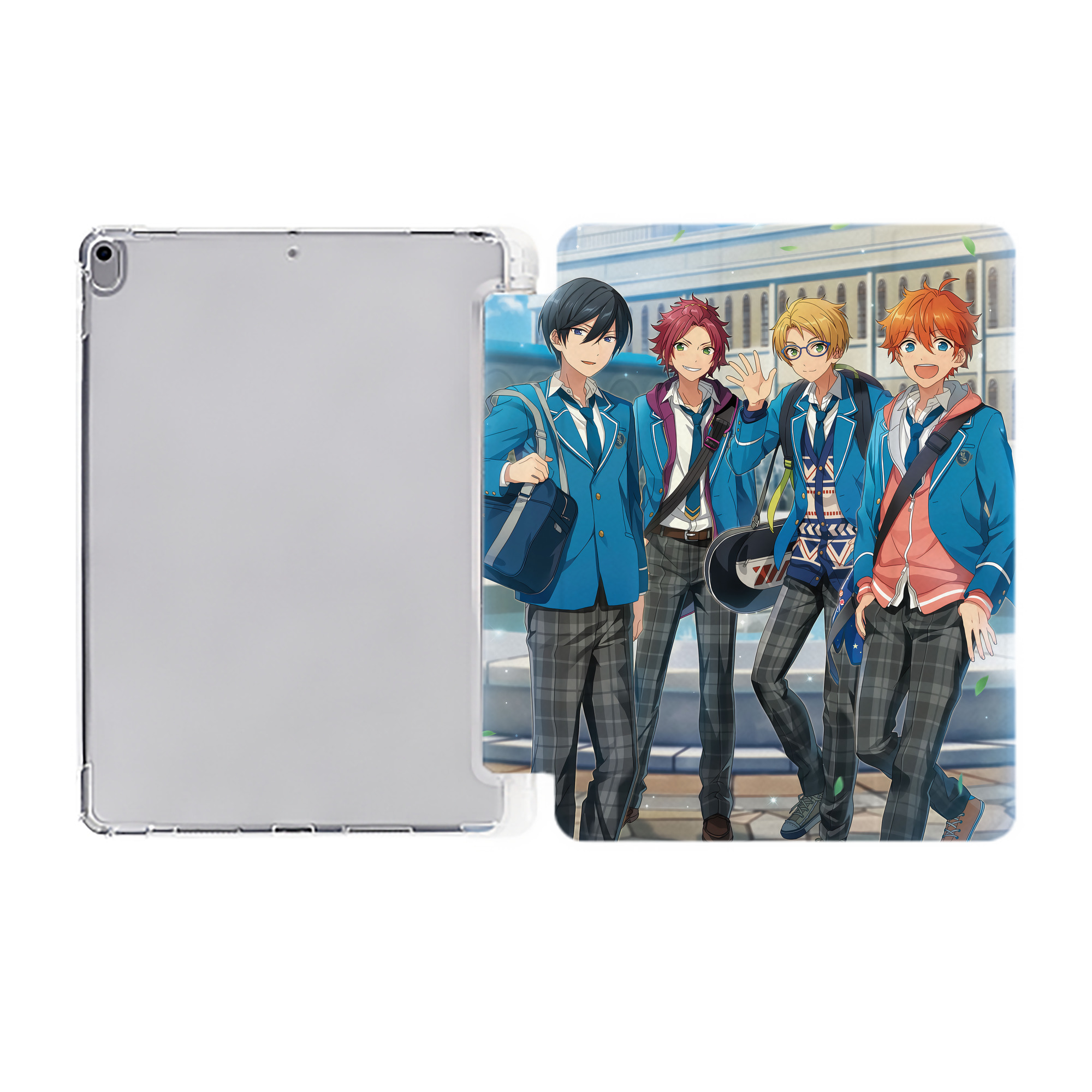 あんさんぶるスターズ! Ensemble Stars IPad ケース ペン収納付き 三つ折りスタンド PUレザー×シリコン 対応機種9.5/10.5/10.9インチ